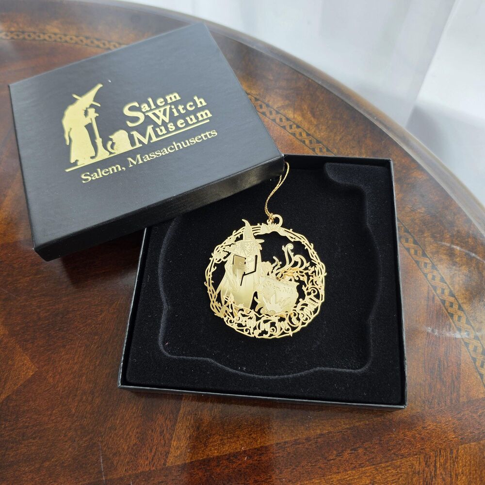 Salem Witch Museum Brass Ornament | Witch Cauldron Keepsake (2.5" Diameter)